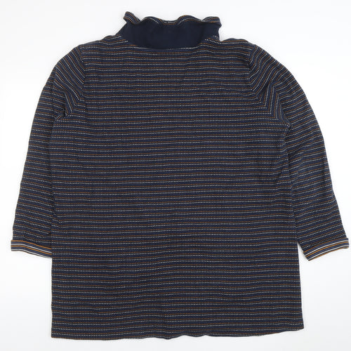 Seasalt Women’s Blue Striped Cotton Tunic UK 22 Roll Neck