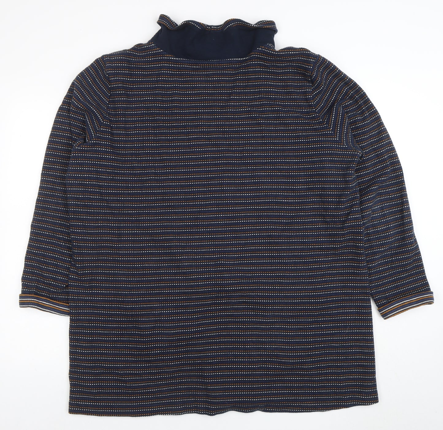 Seasalt Women’s Blue Striped Cotton Tunic UK 22 Roll Neck
