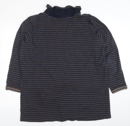 Seasalt Women’s Blue Striped Cotton Tunic UK 22 Roll Neck