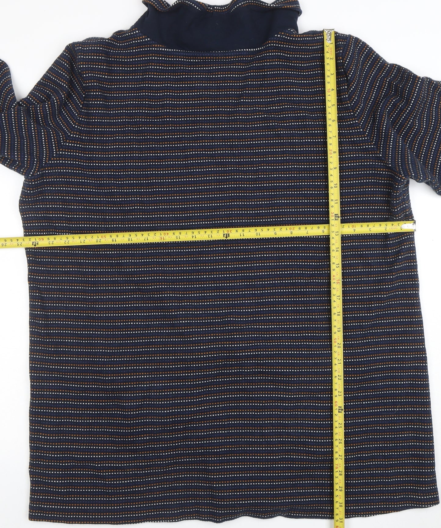 Seasalt Women’s Blue Striped Cotton Tunic UK 22 Roll Neck