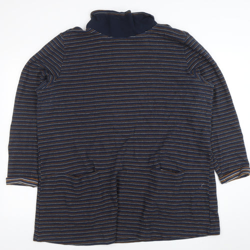 Seasalt Women’s Blue Striped Cotton Tunic UK 22 Roll Neck