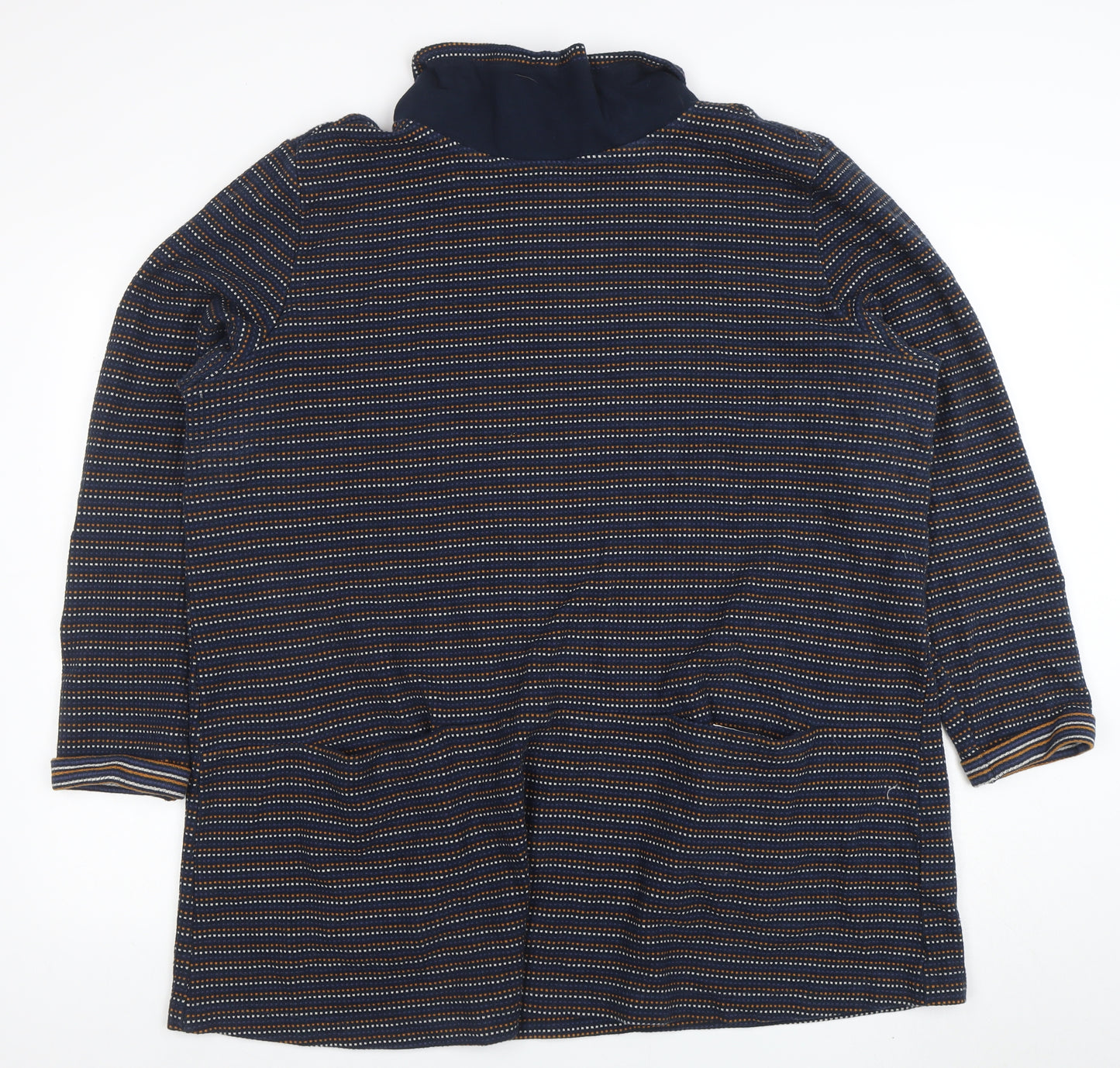 Seasalt Women’s Blue Striped Cotton Tunic UK 22 Roll Neck