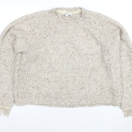 Next Women Beige Wool Blend Crew Neck Long Sleeve Jumper L