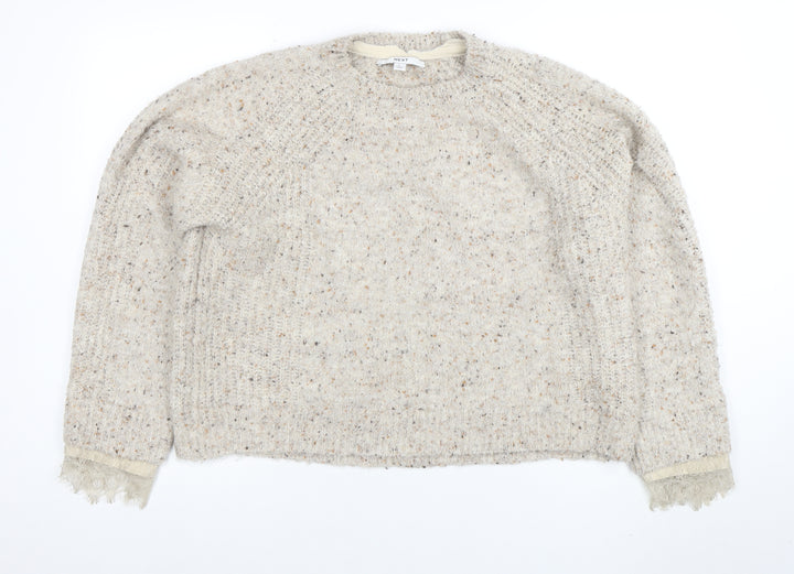 Next Women Beige Wool Blend Crew Neck Long Sleeve Jumper L