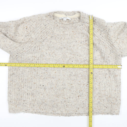 Next Women Beige Wool Blend Crew Neck Long Sleeve Jumper L