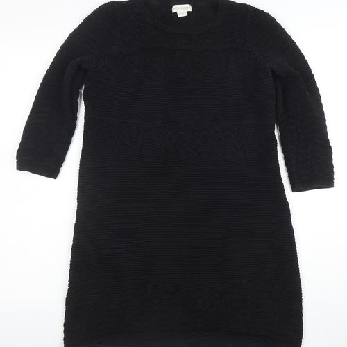 Monsoon Women Black Size 12 Knit Shift Dress 3/4 Sleeve