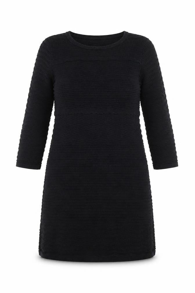 Monsoon Women Black Size 12 Knit Shift Dress 3/4 Sleeve