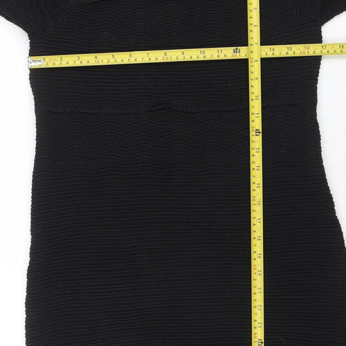 Monsoon Women Black Size 12 Knit Shift Dress 3/4 Sleeve