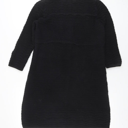 Monsoon Women Black Size 12 Knit Shift Dress 3/4 Sleeve