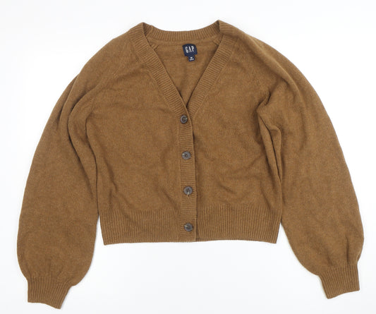 GAP Women’s Brown V-Neck Button Cardigan Size M Wool Blend Knit
