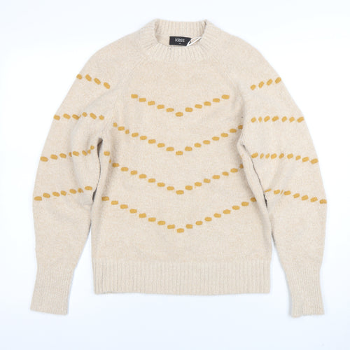 Klass Womens Beige Geometric Knit Pullover Jumper M