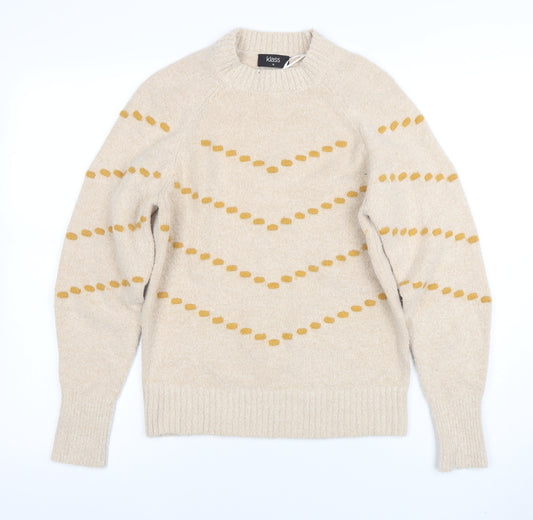 Klass Womens Beige Geometric Knit Pullover Jumper M