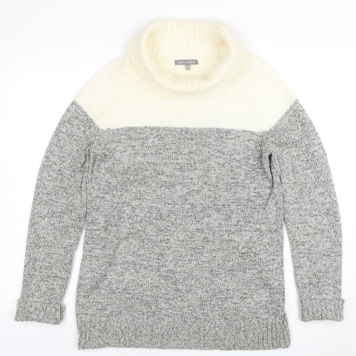 Laura Ashley Women Grey Roll Neck Angora Blend Jumper Size 14