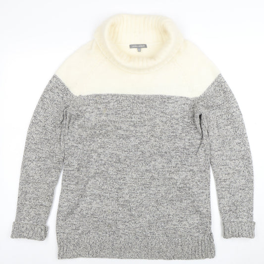 Laura Ashley Women Grey Roll Neck Angora Blend Jumper Size 14