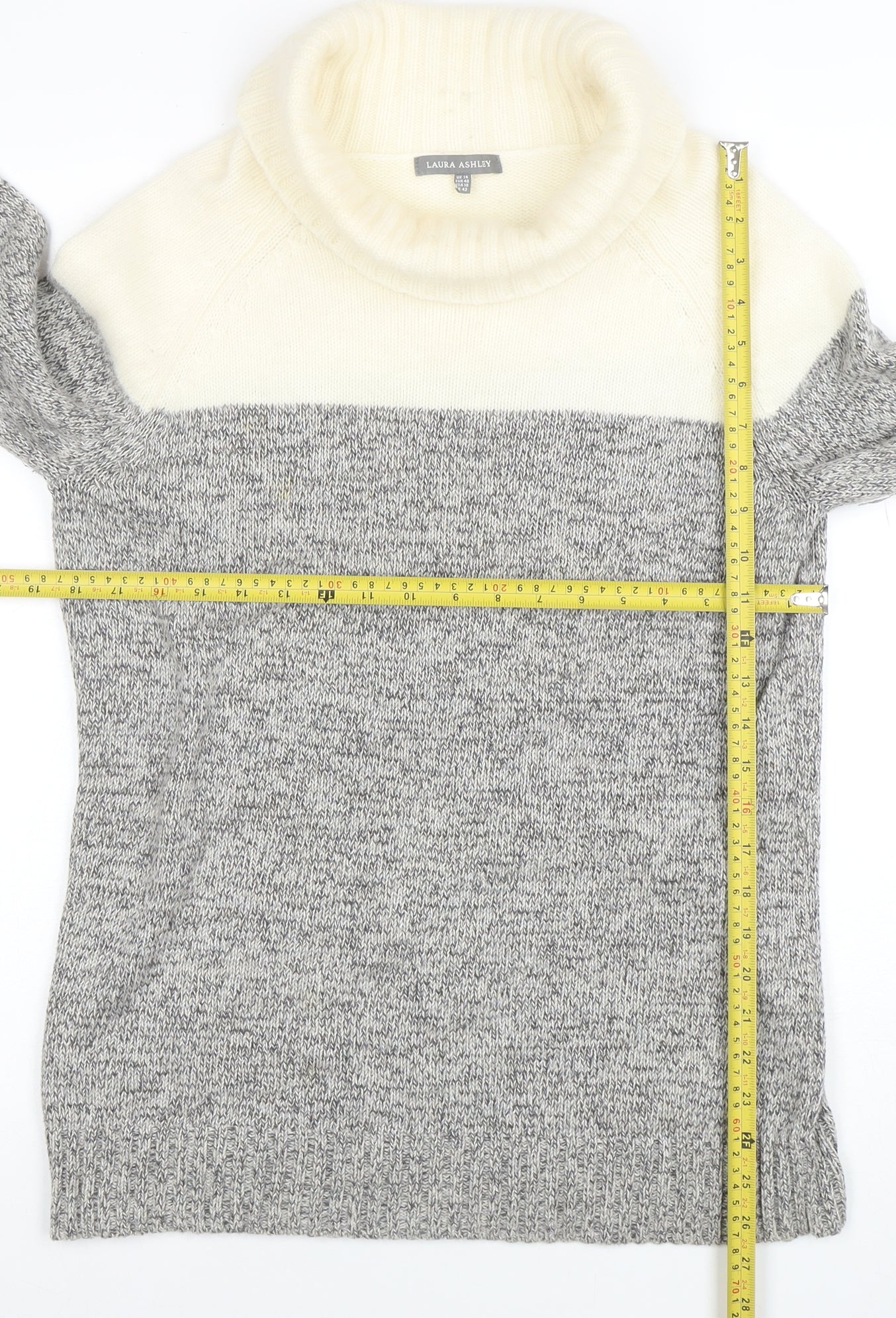 Laura Ashley Women Grey Roll Neck Angora Blend Jumper Size 14