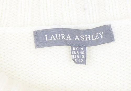 Laura Ashley Women Grey Roll Neck Angora Blend Jumper Size 14