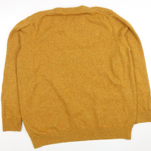 Barbour Mens Yellow Wool Pullover Jumper 2XL Crew Neck Classic Knit