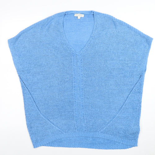 Monsoon Women's Blue V-Neck Knit Pullover Jumper Size M