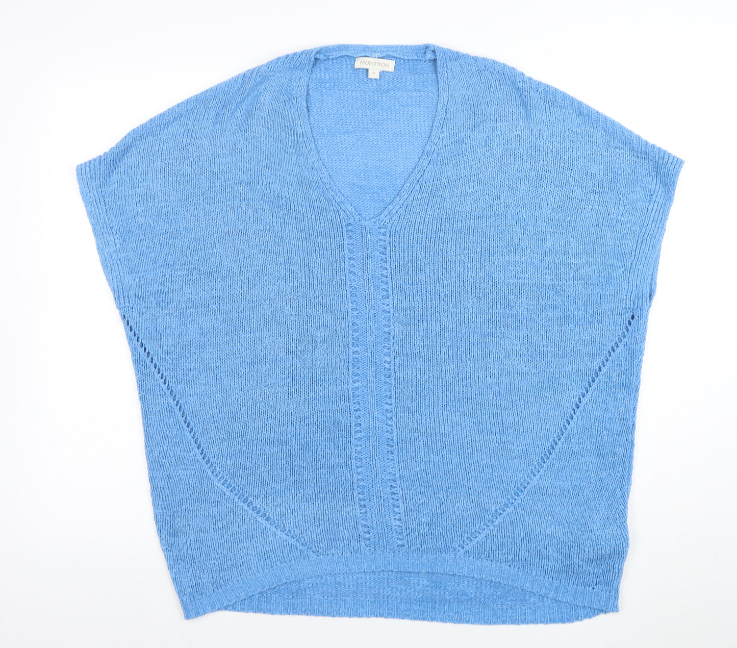 Monsoon Women's Blue V-Neck Knit Pullover Jumper Size M