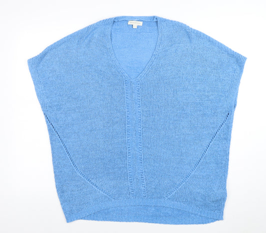Monsoon Women's Blue V-Neck Knit Pullover Jumper Size M