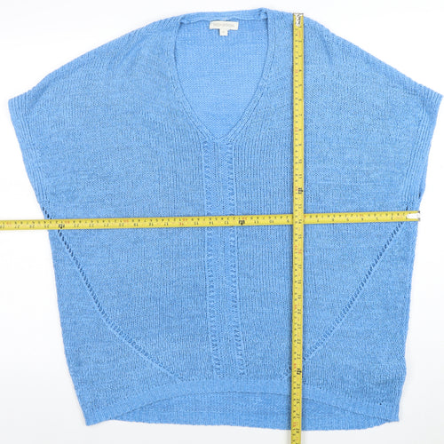 Monsoon Women's Blue V-Neck Knit Pullover Jumper Size M