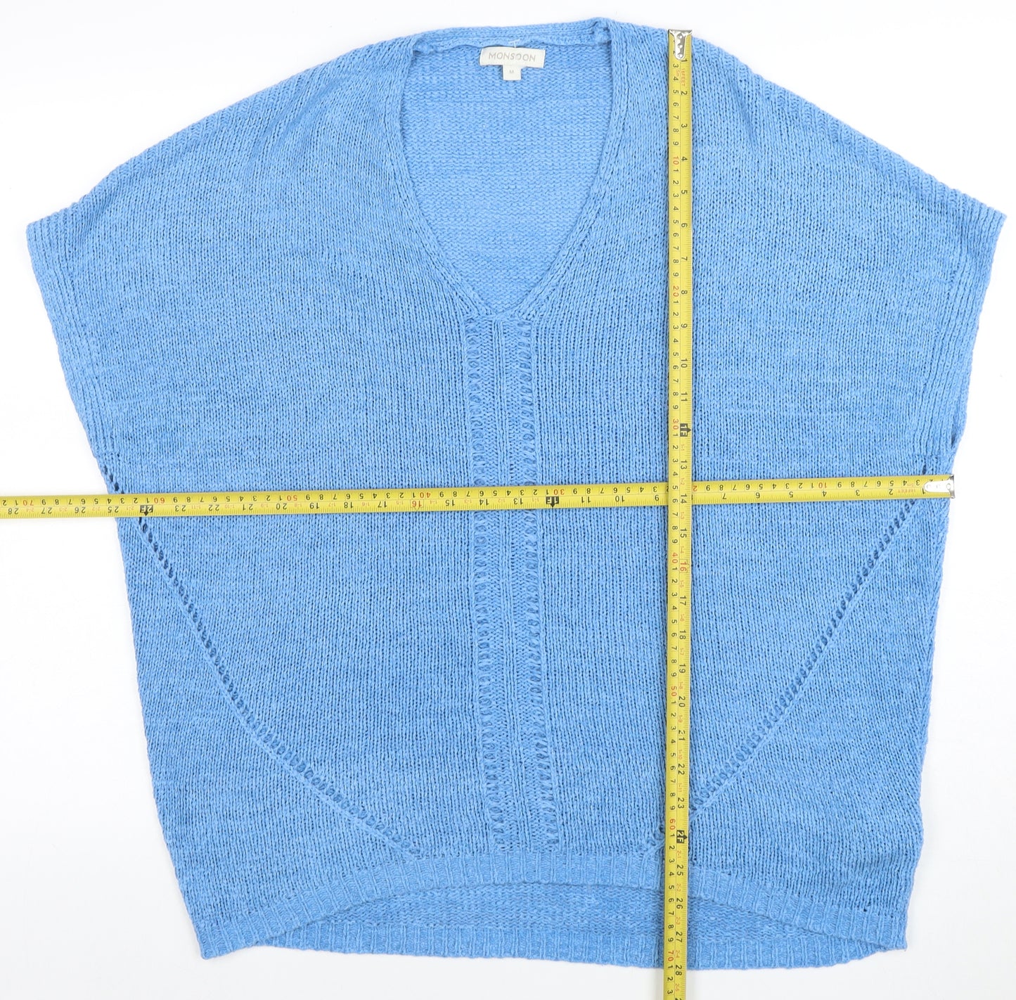 Monsoon Women's Blue V-Neck Knit Pullover Jumper Size M