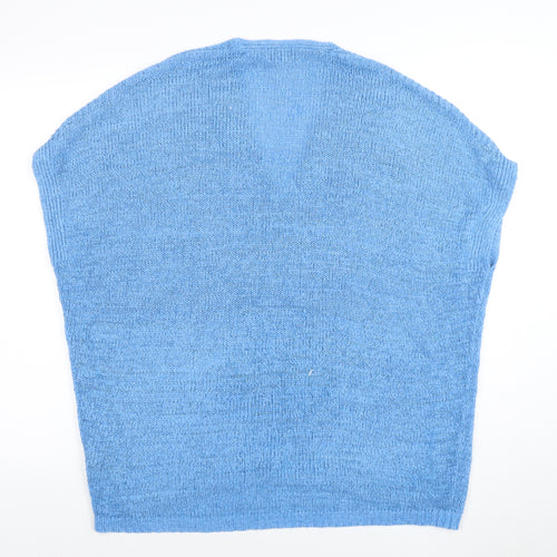 Monsoon Women's Blue V-Neck Knit Pullover Jumper Size M