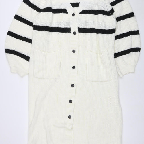 In The Style Women’s White Striped Jumper Dress Size 18 Long Sleeve Knit