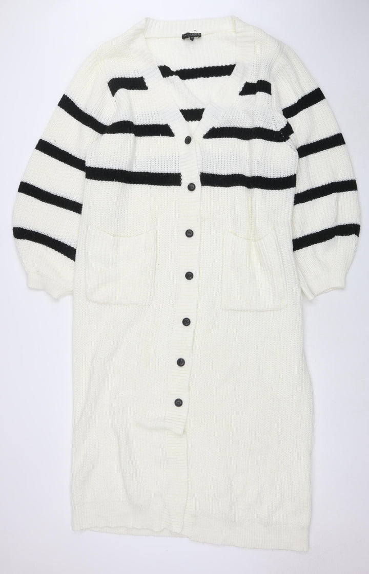 In The Style Women’s White Striped Jumper Dress Size 18 Long Sleeve Knit