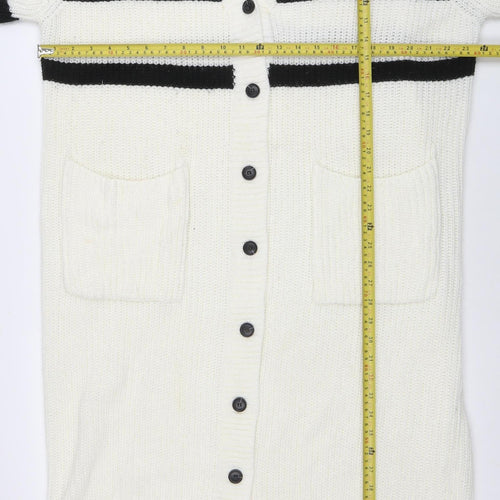 In The Style Women’s White Striped Jumper Dress Size 18 Long Sleeve Knit