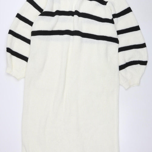 In The Style Women’s White Striped Jumper Dress Size 18 Long Sleeve Knit