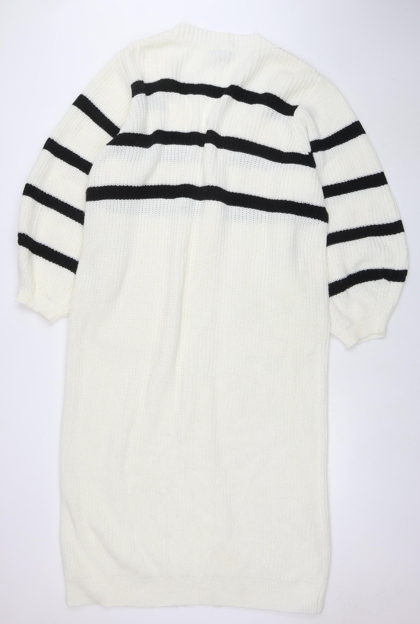 In The Style Women’s White Striped Jumper Dress Size 18 Long Sleeve Knit