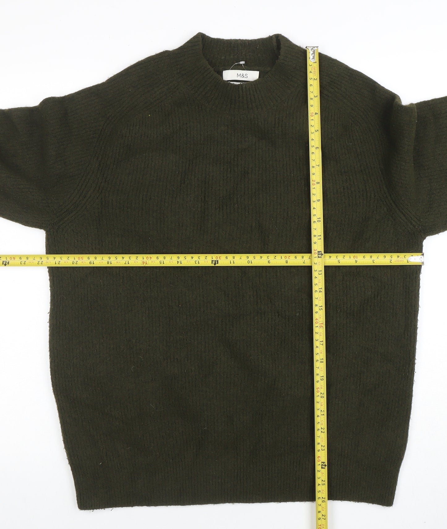 Marks and Spencer Women’s Green Wool Blend Crew Neck Jumper L