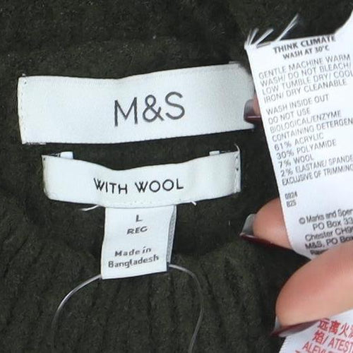 Marks and Spencer Women’s Green Wool Blend Crew Neck Jumper L
