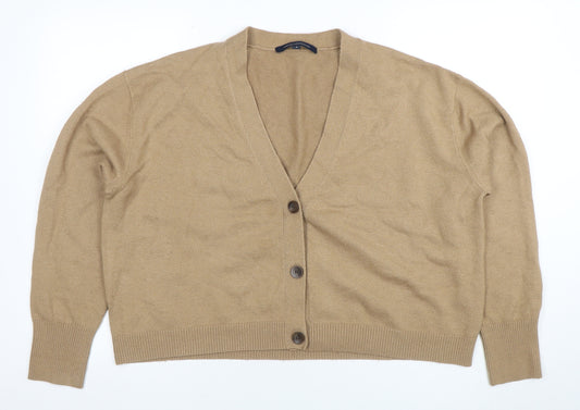 French Connection Women’s Beige V-Neck Button Cardigan S