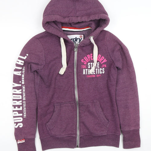 Superdry Women's Purple Full Zip Hoodie XS Cotton Blend