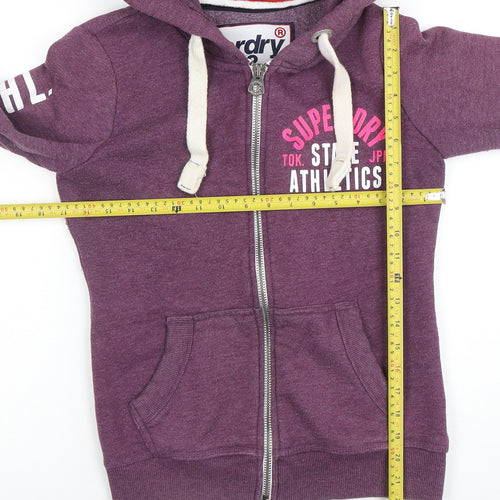 Superdry Women's Purple Full Zip Hoodie XS Cotton Blend