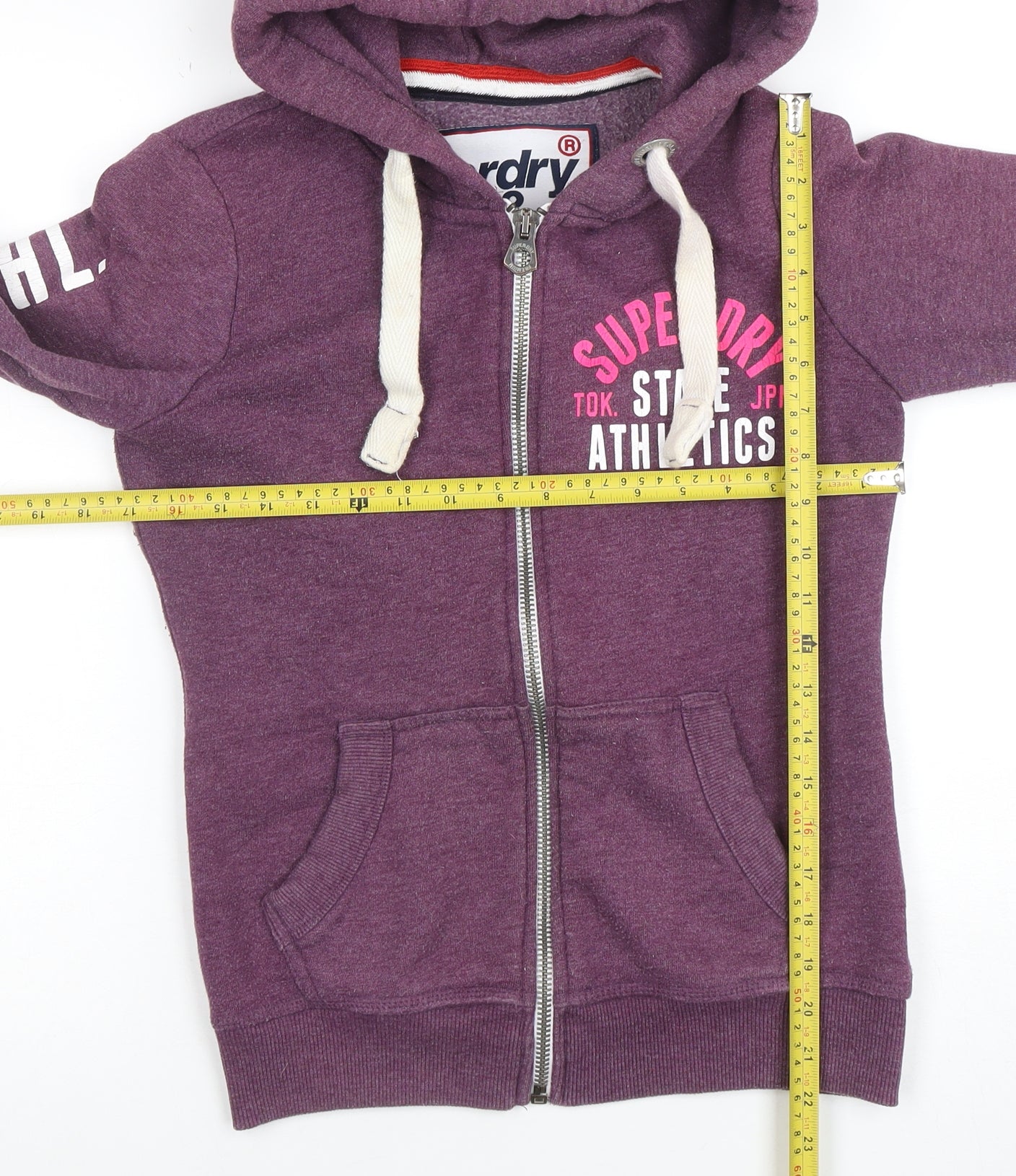 Superdry Women's Purple Full Zip Hoodie XS Cotton Blend