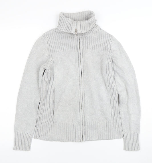 Marks & Spencer Women's Grey Size 14 Full Zip Roll Neck Jumper