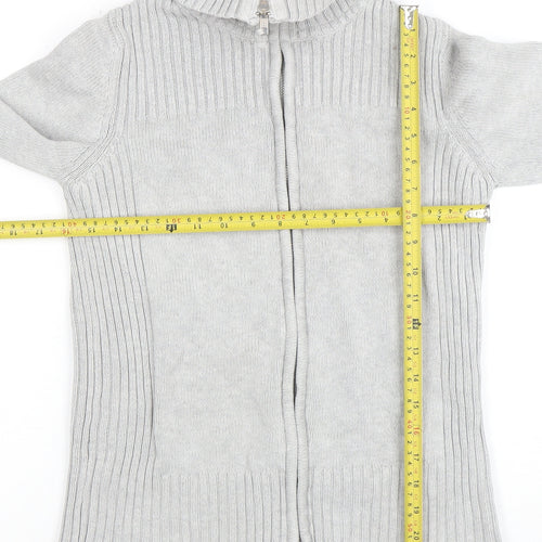 Marks & Spencer Women's Grey Size 14 Full Zip Roll Neck Jumper