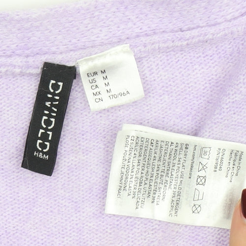 H&M Women Purple V-Neck Button Cardigan Size 12 Acrylic Knit