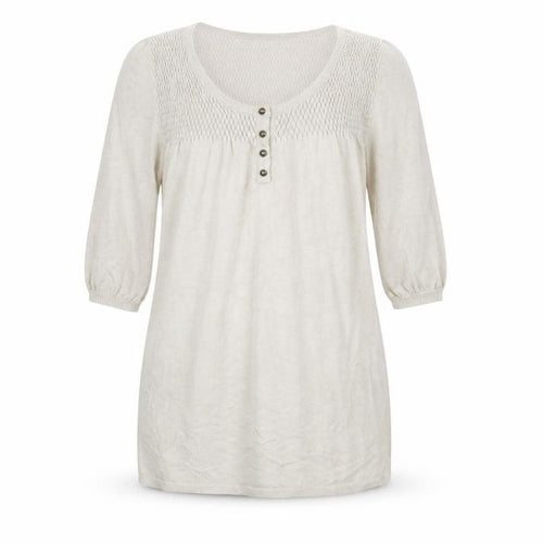 Debenhams Women Beige Knit Tunic Dress Size 16 Scoop Neck 3/4 Sleeve