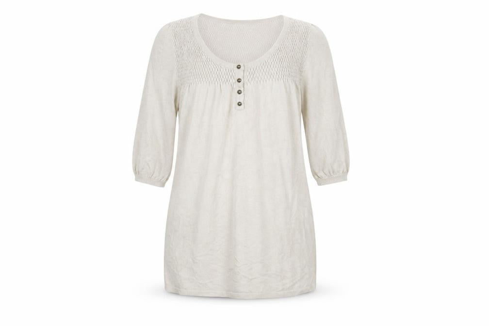 Debenhams Women Beige Knit Tunic Dress Size 16 Scoop Neck 3/4 Sleeve