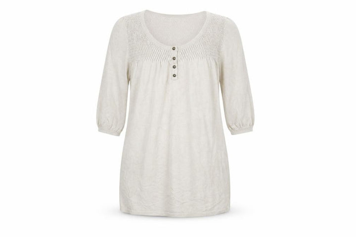 Debenhams Women Beige Knit Tunic Dress Size 16 Scoop Neck 3/4 Sleeve
