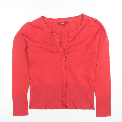 Marks and Spencer Women's Red V-Neck Button-Up Knit Top Size 10