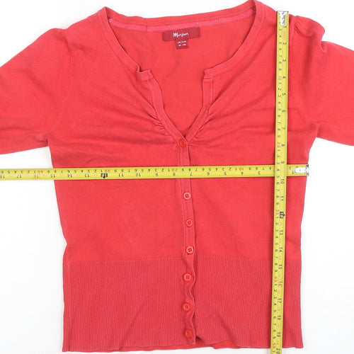 Marks and Spencer Women's Red V-Neck Button-Up Knit Top Size 10