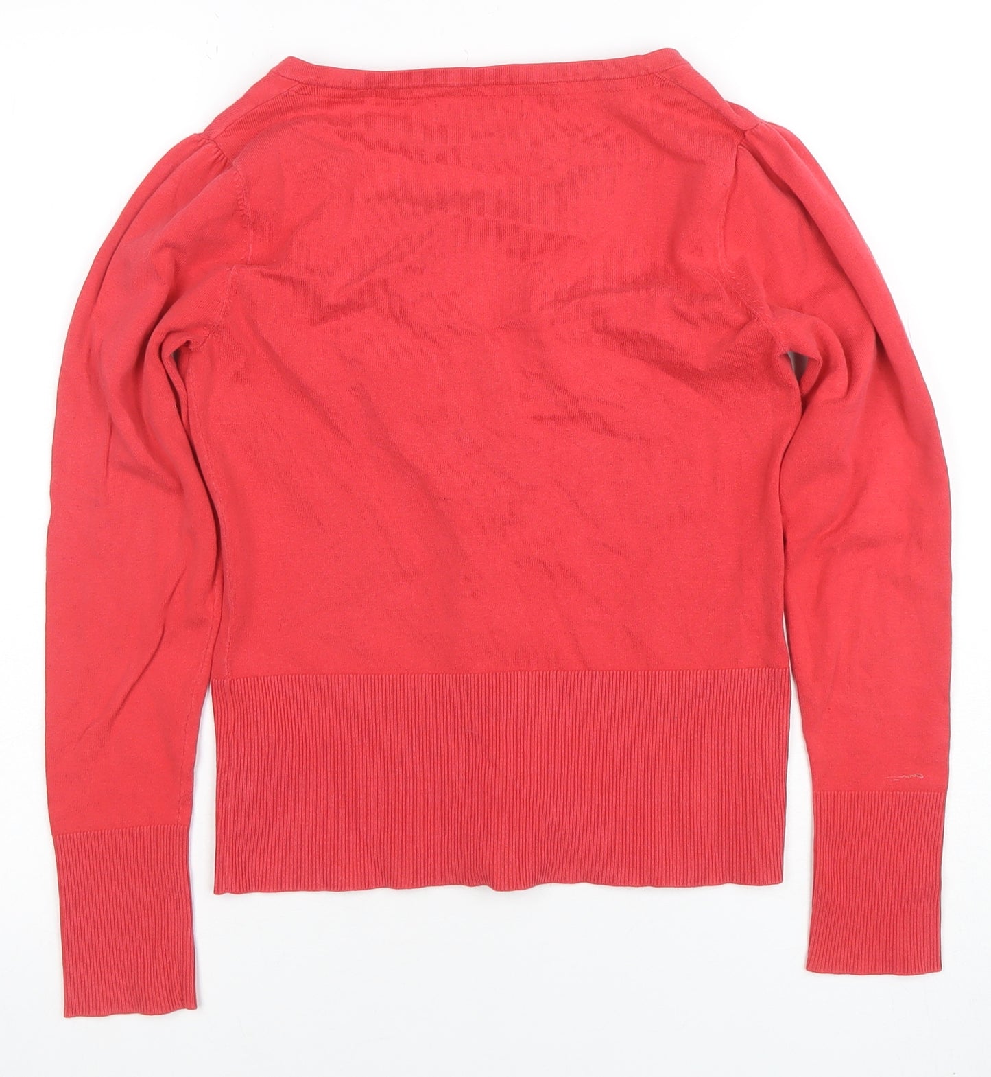 Marks and Spencer Women's Red V-Neck Button-Up Knit Top Size 10