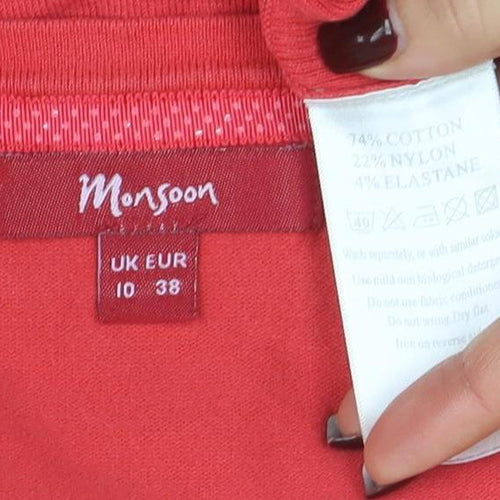 Marks and Spencer Women's Red V-Neck Button-Up Knit Top Size 10