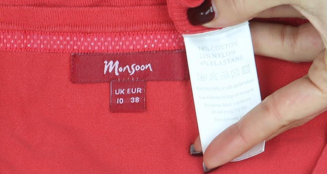 Marks and Spencer Women's Red V-Neck Button-Up Knit Top Size 10