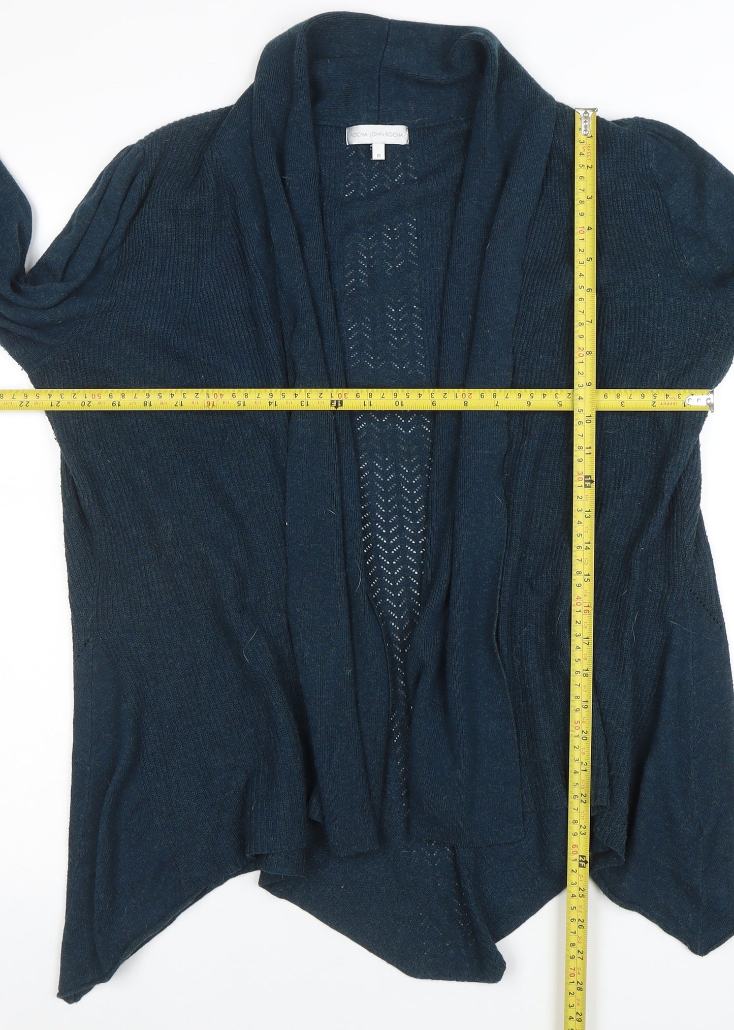 Rocha John Rocha Womens Navy Blue Size 18 Cardigan Long Sleeve Knit